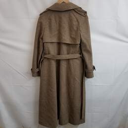 Vintage women's union made brown tweed wool full length trench coat alternative image