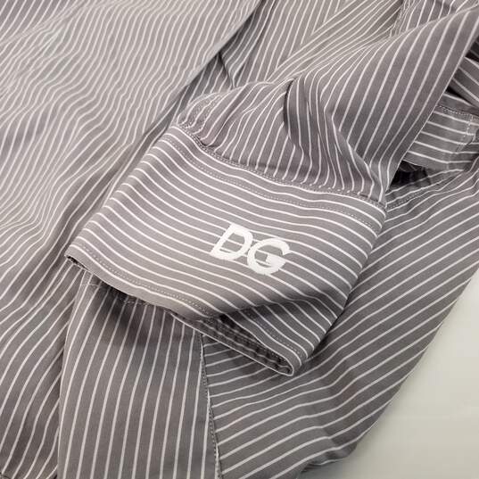 Dolce & Gabbana Gold - Striped Gray Men's Button Up Long Sleeve Shirt Size 15-3/4 - Authenticated image number 5