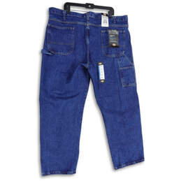 NWT Mens Blue Denim Relaxed Fit Carpenter Straight Leg Jeans Size 44x32 alternative image