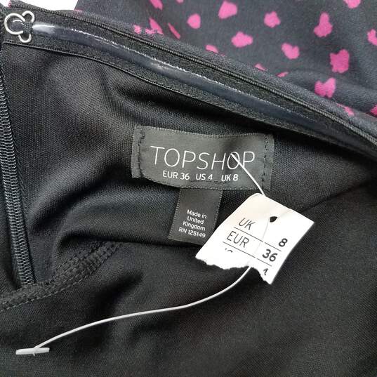 Topshop Black and Pink Sleeveless Bow Dress Women's Size 4 image number 3