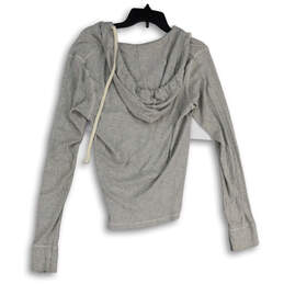 Womens Gray Long Sleeve Henley Neck Regular Fit Pullover Hoodie Size M alternative image
