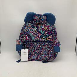 NWT Vera Bradley Disney Womens Multicolor Floral Outer Pocket Zipper Backpack