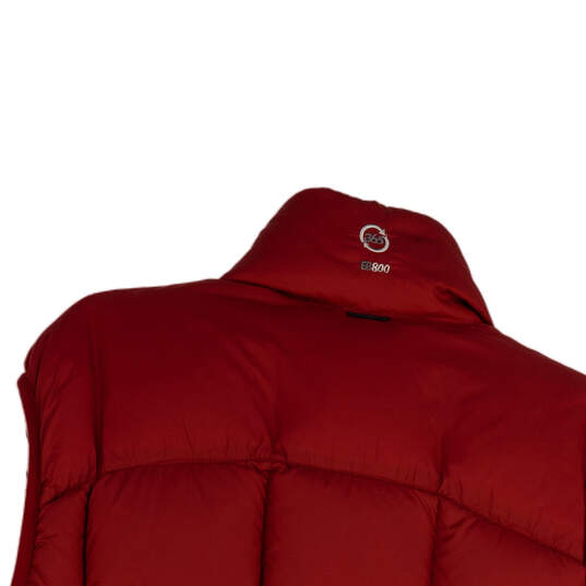 Mens Red Sleeveless Pockets Mock Neck Full-Zip Puffer Vest Size Large image number 4