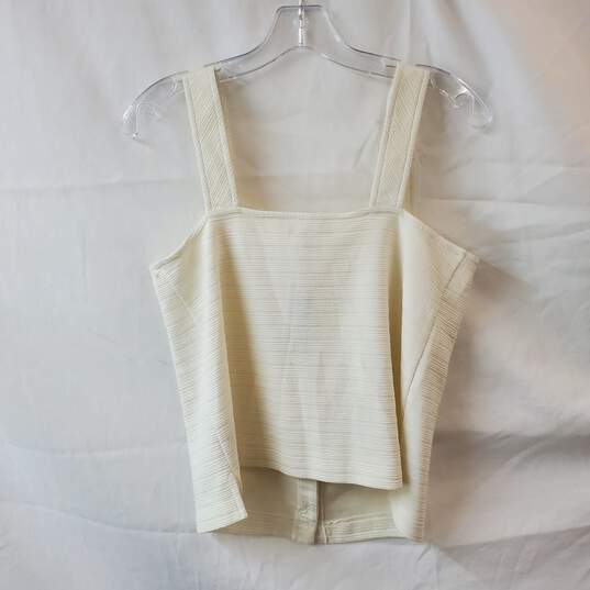 J. Crew White Textured Button Up Tank Top Size S image number 2