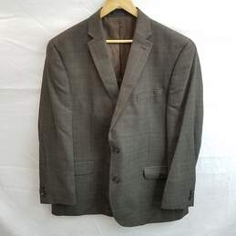 Michael Kors Men's Brown Plaid Suit Jacket Size 44L