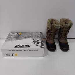 Khombu Women's Black And Brown Leather Waterproof  Boots Size 6 w/Box