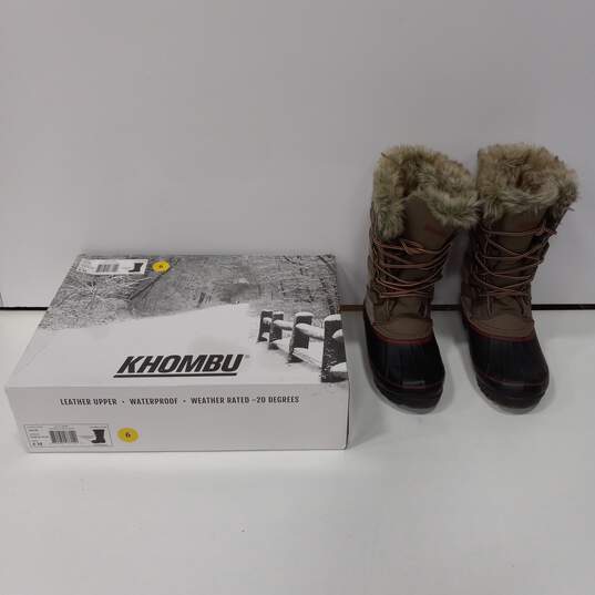 Khombu Women's Black And Brown Leather Waterproof  Boots Size 6 w/Box image number 1
