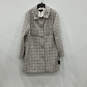 NWT Womens White Check Collared Long Sleeve Button Front Overcoat Size XL image number 1