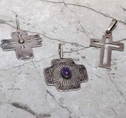 Bundle of 3 Sterling Silver Amethyst Cross Pendants alternative image