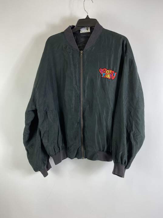 American Characters Men Green Silk Bomber Jacket L image number 3
