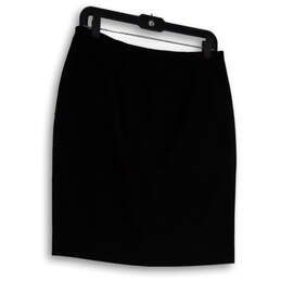 Womens Black Elastic Waist Flat Front Pull-On Straight & Pencil Skirt Sz 6P alternative image