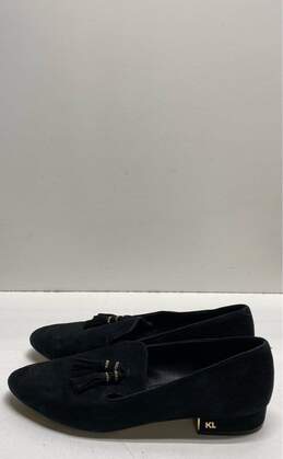 Karl Lagerfeld Clover Black Suede Tassel Flats Loafers Shoes Size 10 M