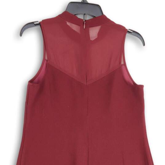 NWT Womens Red Sleeveless Mock Neck Sheer Back Zip Mini Dress Size XS image number 4