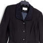 Womens Black Long Sleeve Collared Pockets Button Front Overcoat Size 6P image number 3