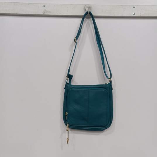 Roma Teal Leather Crossbody Purse image number 1