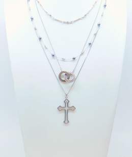 Artisan Sterling Silver Hematite Cross Pendant & Fancy Chain Necklaces 21.9g