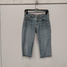 Womens Nouveau 515 Blue Light Wash Studded Pockets Denim Capri Shorts Size 2