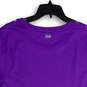 Womens Purple Floral Round Neck Short Sleeve Pullover Blouse Top Size XL image number 4