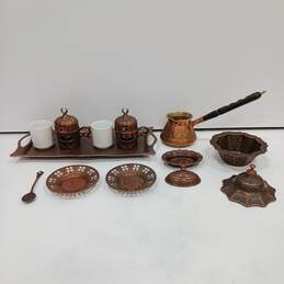 Vintage Turkish Style Copper Coffee Service Set