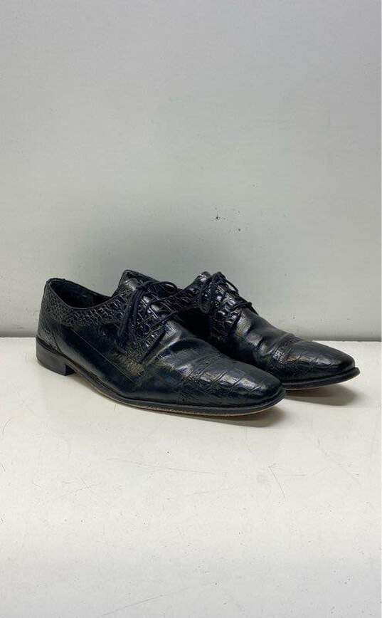 Stacy Adams Mens Derby Black Leather Croc Print Round Toe Lace Up Shoes Size 13 image number 3