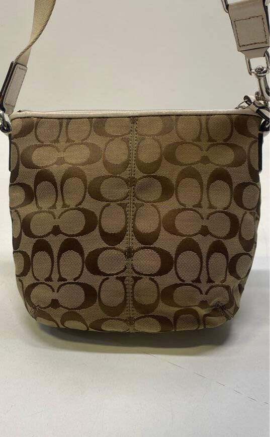 COACH Tan Signature Canvas Pouch Zip Crossbody Bag image number 2
