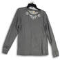 Womens Gray Beaded Crew Neck Long Sleeve Pullover Sweater Size Medium image number 1