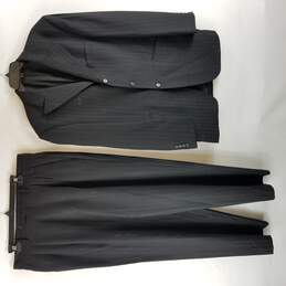 Sergio Valentino Men Black Pinstripe Super 150 Suit Jacket Sport Coat Dress Pants L
