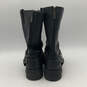 Mens Black Leather Oil Resistant Back Harness Zip Tall Biker Work Boots image number 2