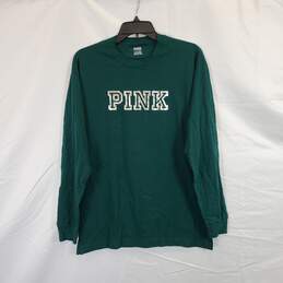 Pink Women Green L/S Graphic T-Shirt sz XS