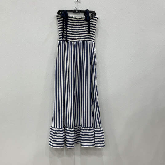 NWT Womens Blue White Stretch Striped Strapless Maxi Dress Size Large image number 2