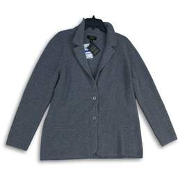 NWT Cashmere Charter Club Womens Gray Notch Lapel Two Button Blazer Size XL