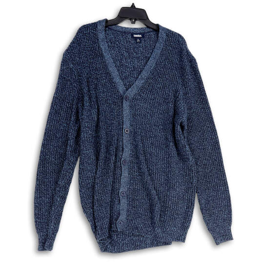 Mens Blue Knitted Long Sleeve Button Front Cardigan Sweater Size XL Tall image number 1