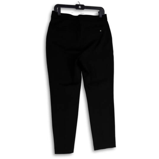 Womens Black Flat Front Slash Pocket Straight Leg Dress Pants Size 8 image number 2