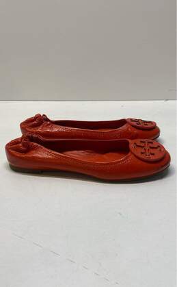Tory Burch Leather Reva Logo Ballet Flats Flame Red 9