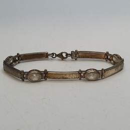 Sterling Silver Crystal Hinge Link 6.5in Bracelet 11.6g