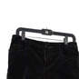 Womens Black Velvet Flat Front Pockets Straight Leg Cropped Pants Size 4 image number 3