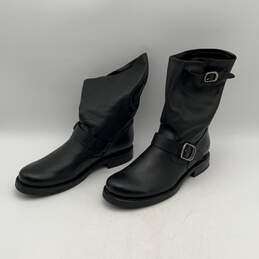 Frye Womens Black Leather Round Toe Mid-Calf Pull-On Biker Boots Size 9 alternative image