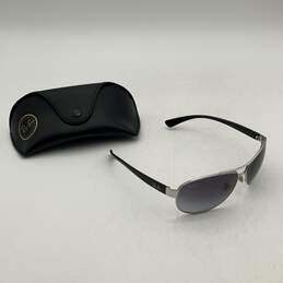 Womens Silver And Black Gradient Polycarbonate Lens Round Sunglasses With Case
