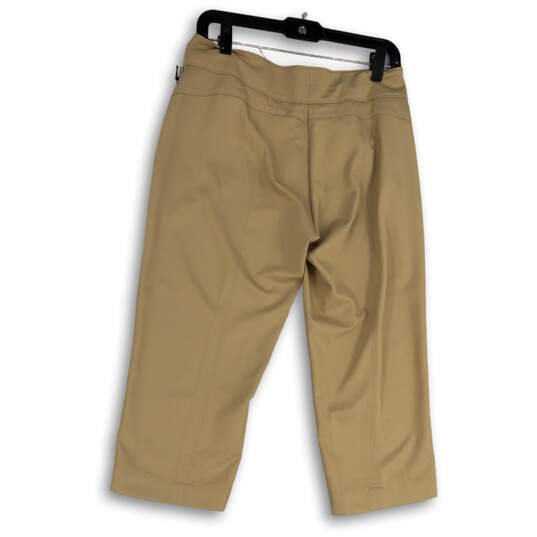 NWT Womens Beige Flat Front Pockets Straight Leg Modern Capri Pants Size 6 image number 2
