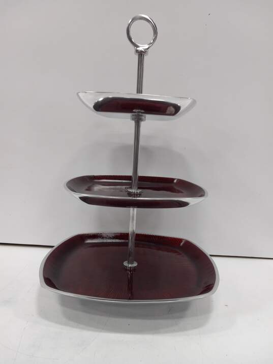 Simply Designz 3 Tiered Red Serving Tray image number 2
