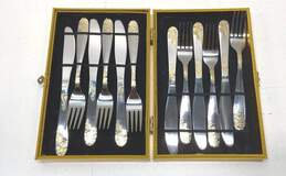 Unbranded Stainless Steel Gold Floral Motif Flatware 12 Pc Cutlery Set