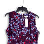 NWT Womens Purple Floral Sleeveless Round Neck Back Zip Sheath Dress Sz 12 image number 3