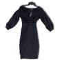 NWT Womens Black Off-Shoulder Puff Sleeve Knee Length Pencil Dress Size S image number 1