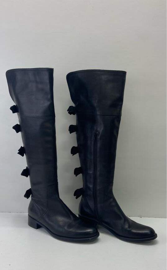 Sesto Meucci Leather Bow Back Boots Black 8 image number 3