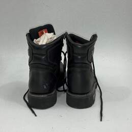 Mens D96083 Black Leather Lace-Up Round Toe Ankle Biker Boots Size 11M alternative image