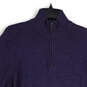 Womens Blue Quarter Zip Mock Neck Long Sleeve Pullover Sweater Size Medium image number 3