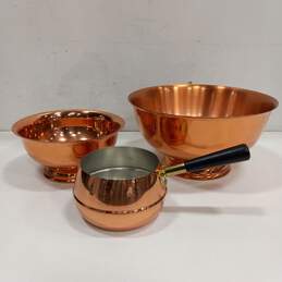 3pc Coppercraft Guild Serving Bowls & Sauce Pot