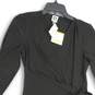 NWT Anne Klein Womens Black Surplice Neck Long Sleeve Tie-Waist Wrap Dress Sz S image number 3
