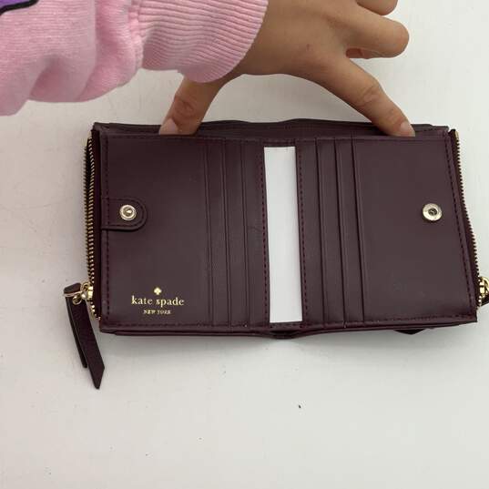 Kate Spade Womens Purple Leather Credit Card Pockets Bifold Wallet image number 3