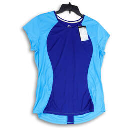 NWT Womens Blue Dri-Fit Running Short Sleeve Round Neck T-Shirt Size XL